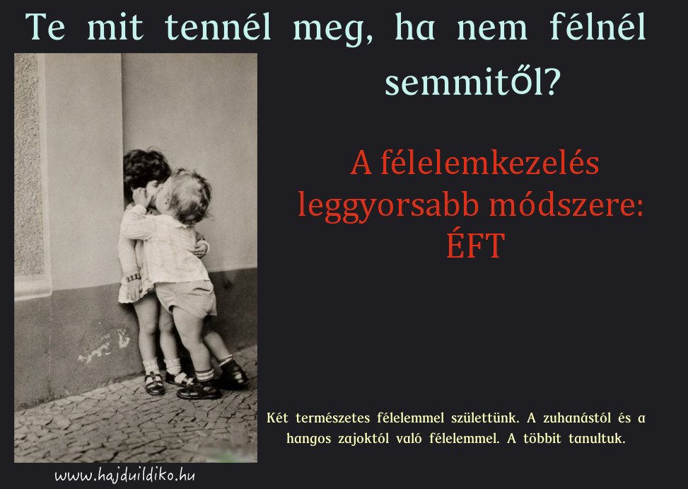 Te mit tennél meg, ha nem félnél semmitől? Csak két természetes félelem van, a többit tanuljuk. És csak attól félünk, amiről van tapasztalatunk.