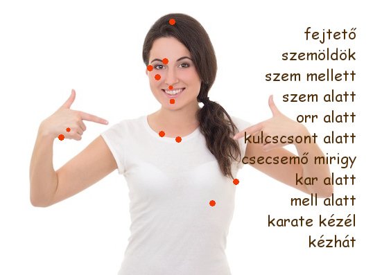 Ezeket a pontokat kopgtasd. De más meridián pontokat is nyugodtan felhasználhatsz.